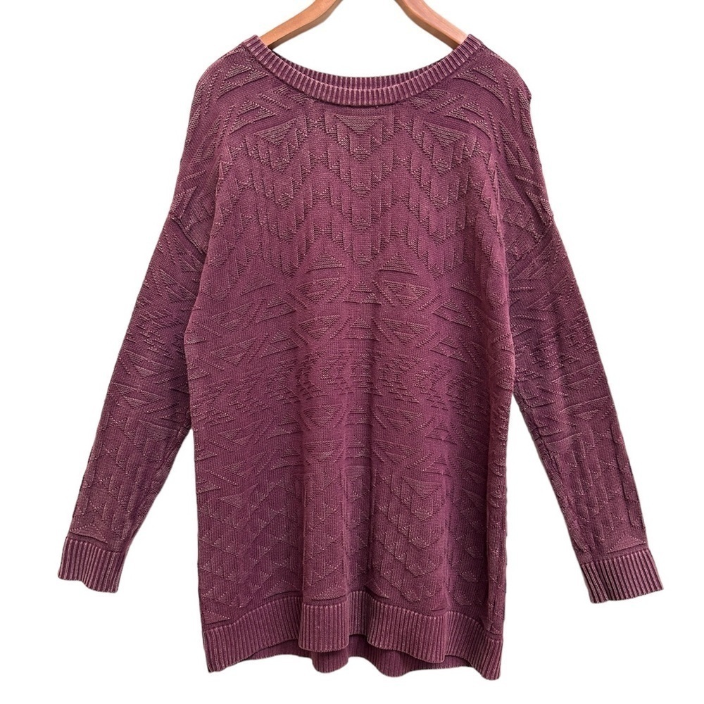 LA Hearts Cotton Burgundy Burnout Patterned Sweater, Size Medium